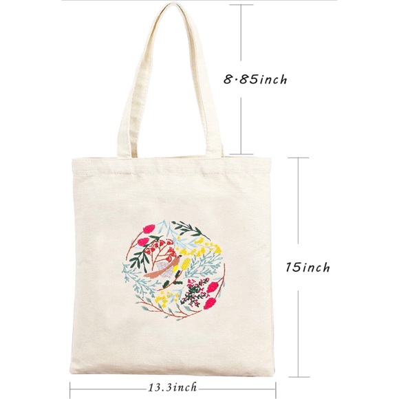 DIY Embroidery Printed Canvas Starter Kit Tote Bag - Picture 3 of 7